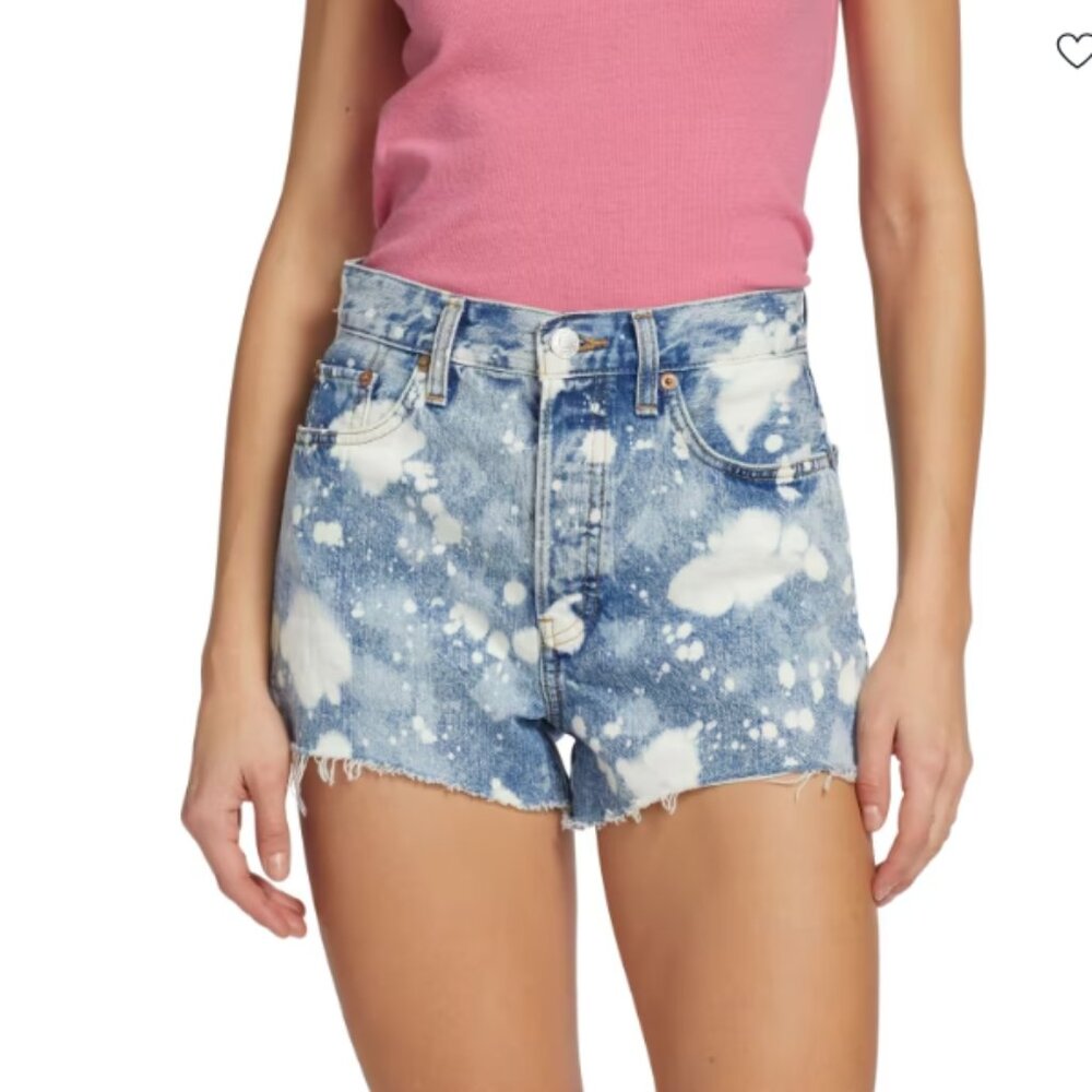 Re/done Bleach Splatter Denim Shorts - Size 27